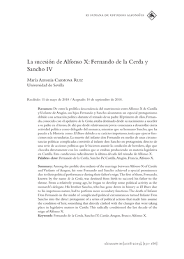La Sucesión De Alfonso X: Fernando De La Cerda Y Sancho IV