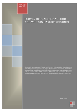 Survey of Traditional Food and Wines in Haskovo District