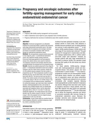 Pregnancy and Oncologic Outcomes After Fertility-Sparing Management for Early Stage Endometrioid Endometrial Cancer