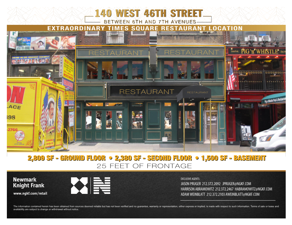 140 West 46Th Street Between 6Th and 7Th Avenues Extraordinary Times Square Restaurant Location