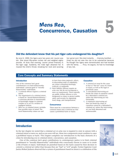 Mens Rea, Concurrence, Causation 5