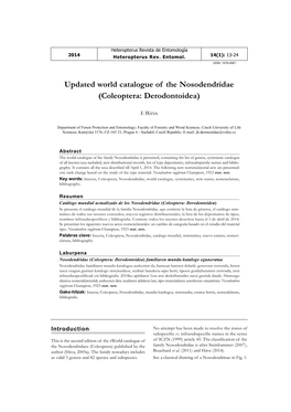 Updated World Catalogue of the Nosodendridae (Coleoptera: Derodontoidea)