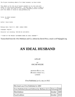 An Ideal Husband, by Oscar Wilde