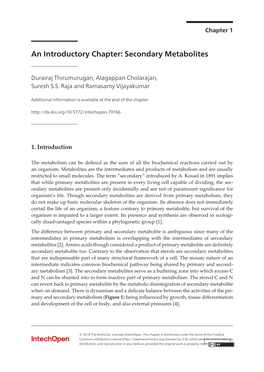 An Introductory Chapter: Secondary Metabolites