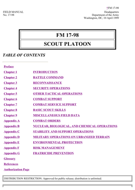 Fm 17-98 Scout Platoon