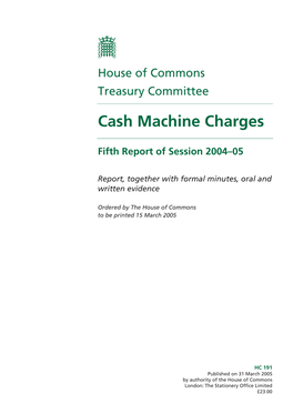 Cash Machine Charges