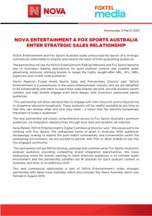 Nova Entertainment & Fox Sports Australia Enter
