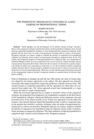 The Peripatetic Program in Categorical Logic: Leibniz on Propositional Terms
