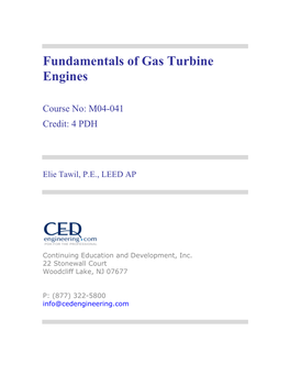 Fundamentals of Gas Turbine Engines