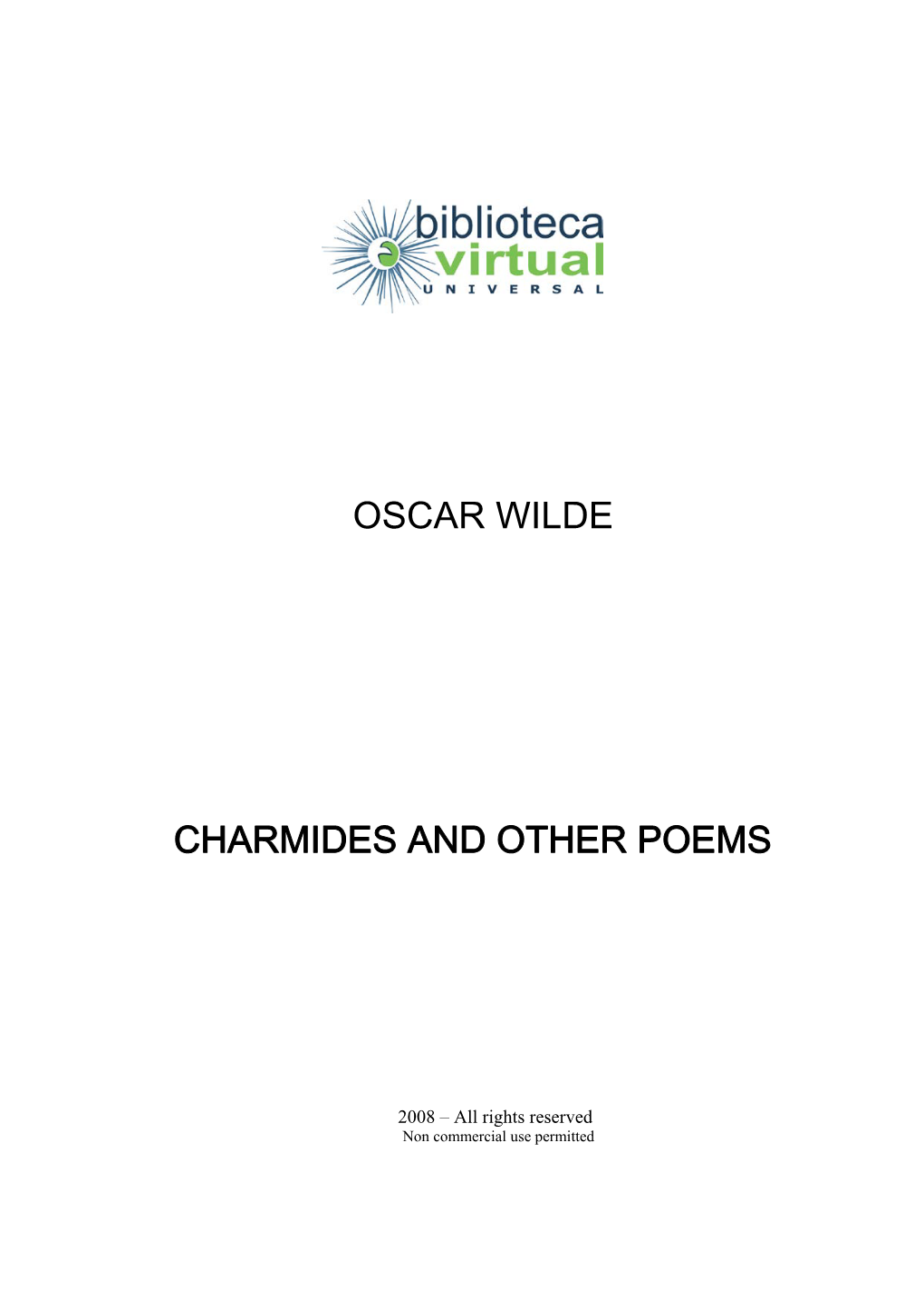 Oscar Wilde Charmides and Other Poems