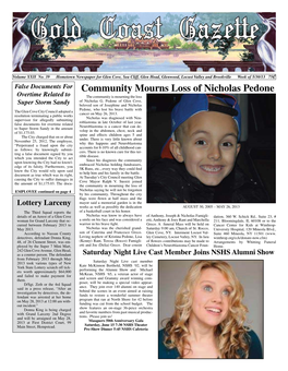 Community Mourns Loss of Nicholas Pedone Overtime Related to the Community Is Mourning the Loss of Nicholas G