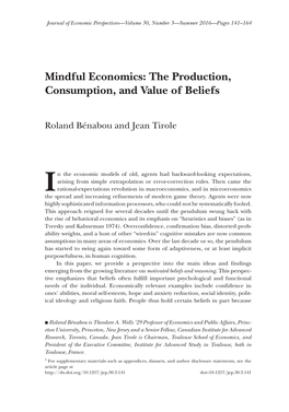 Mindful Economics: the Production, Consumption, and Value of Beliefs