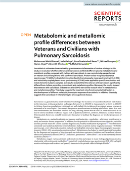 Metabolomic and Metallomic Profile Differences Between Veterans And