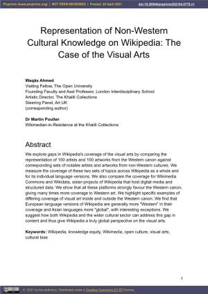 Representation of Non-Western Cultural Knowledge on Wikipedia: the Case of the Visual Arts