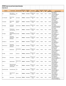 PEPPM 2009 Product List and E-Rate Contact Information