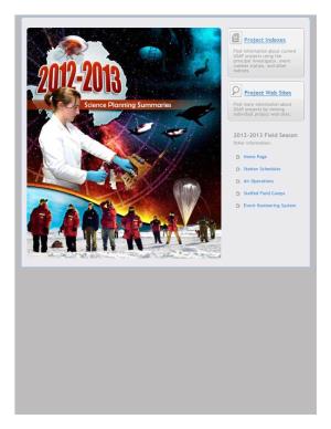 2012-2013 Science Planning Summaries