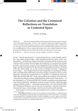 The Coloniser and the Colonised: Reflections on Translation