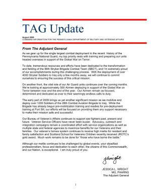 TAG Update August 2008 COMMAND INFORMATION for the PENNSYLVANIA DEPARTMENT of MILITARY and VETERANS AFFAIRS