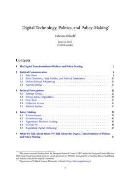 Digital Technology, Politics, and Policy-Making*