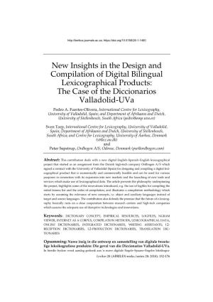 New Insights in the Design and Compilation of Digital Bilingual Lexicographical Products: the Case of the Diccionarios Valladolid-Uva Pedro A