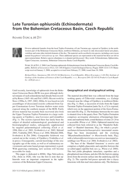 Late Turonian Ophiuroids (Echinodermata) from the Bohemian Cretaceous Basin, Czech Republic