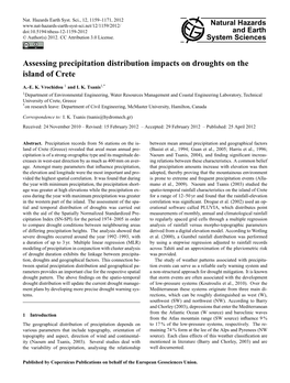 Assessing Precipitation Distribution Impacts on Droughts on the Island of Crete