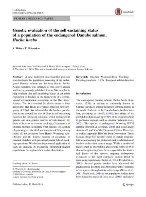 Genetic Evaluation of the Self-Sustaining Status of a Population of the Endangered Danube Salmon, Hucho Hucho