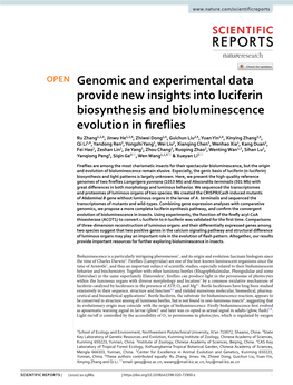 Genomic and Experimental Data Provide New Insights Into Luciferin