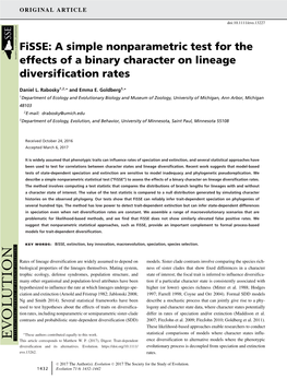 Fisse: a Simple Nonparametric Test for the Effects of a Binary Character on Lineage Diversiﬁcation Rates