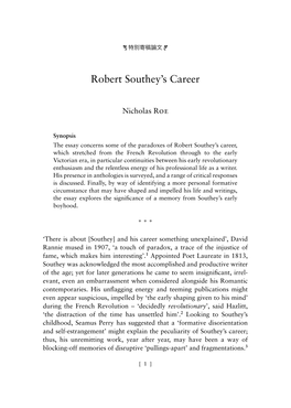 Robert Southey's Career