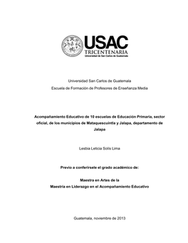 Universidad San Carlos De Guatemala Escuela De Formación De Profesores De Enseñanza Media