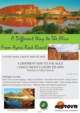 A Different Way to the Alice from Ayers Rock Resort