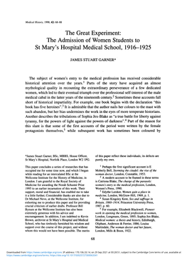 St Mary's Hospital Medical School, 1916-1925