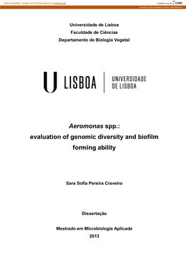 Aeromonas Spp.: Evaluation of Genomic Diversity and Biofilm Forming Ability