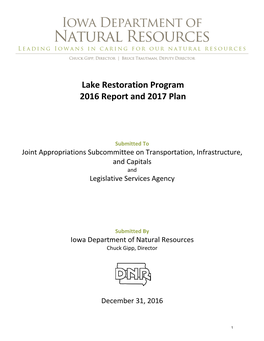 Lake Restoration Program 2016 Report and 2017 Plan