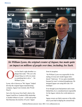 Sir William Lyons, the Original Creator of Jaguar, Has Made Quite an Impact on Millions of People Over Time, Including Joe Saeh