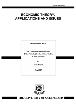 ECONOMIC THEORY, APPLICATIONS and ISSUES (Working Paper)