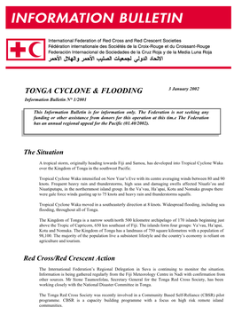 Tonga Cylone & Floods Information Bulletin No. 1