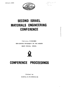 Second Israel Materials Engineering Conference