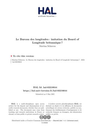 Le Bureau Des Longitudes: Imitation Du Board of Longitude Britannique?