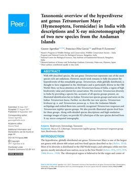 Hymenoptera, Formicidae) in India with Descriptions and X-Ray Microtomography of Two New Species from the Andaman Islands