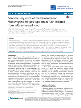 Genome Sequence of the Haloarchaeon Haloterrigena
