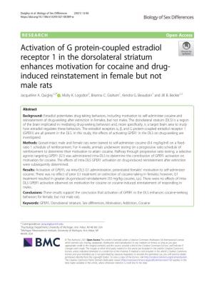 Activation of G Protein-Coupled Estradiol Receptor 1 in The