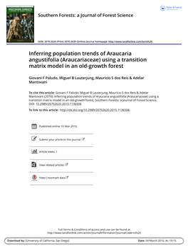 Inferring Population Trends of Araucaria Angustifolia (Araucariaceae) Using a Transition Matrix Model in an Old-Growth Forest