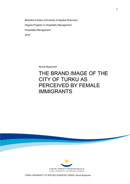 The Brand Image of the City of Turku As Perceived by Female Immigrants