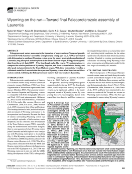 Wyoming on the Run—Toward Final Paleoproterozoic Assembly of Laurentia