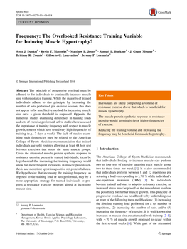 Frequency: the Overlooked Resistance Training Variable for Inducing Muscle Hypertrophy?