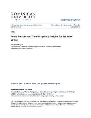 Remix Perspective: Transdisciplinary Insights for the Art of Writing