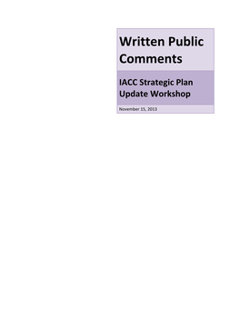 Written Public Comments for November 15, 2013 IACC Strategic