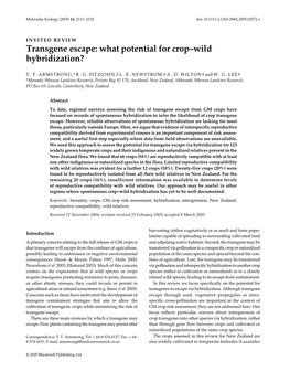 What Potential for Crop–Wild Hybridization?